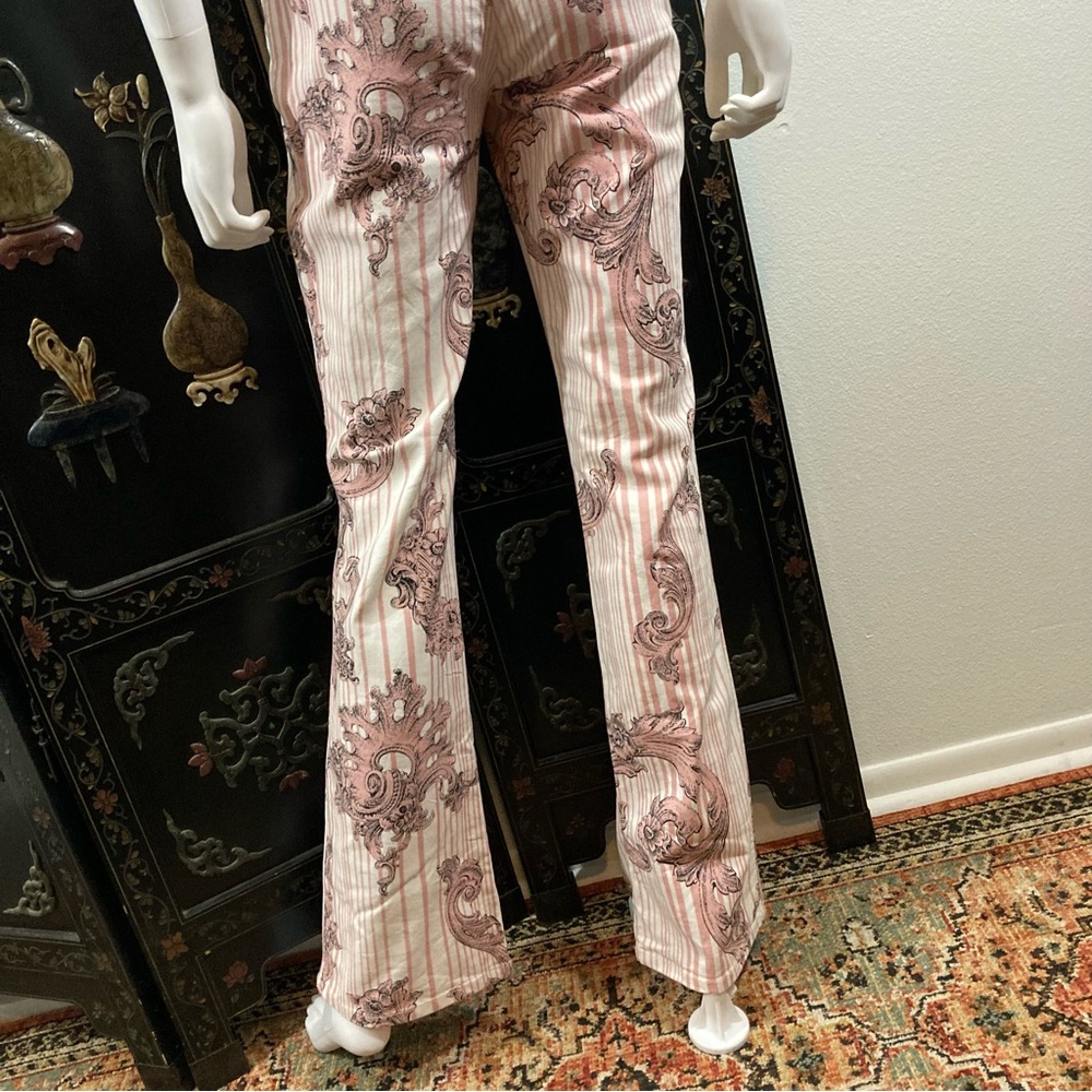 Moschino Jeans Pink Striped Boot Cut Printed Pants - Picture 10 of 12